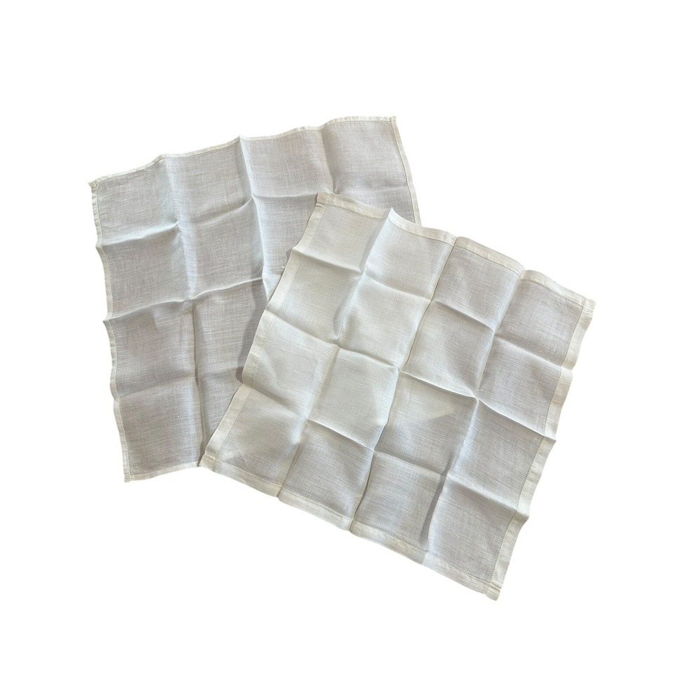 Vintage handkerchief women's set Of 2 Ivory 12" X 12"